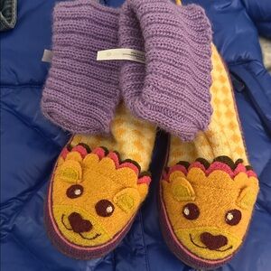 Garnet Hill animal slippers size 3 kids